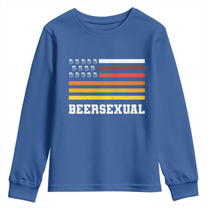 Beersexual Funny Beer Lover Graphic Youth Sweatshirt Vintage American Flag Parody TS02 Royal Blue Print Your Wear