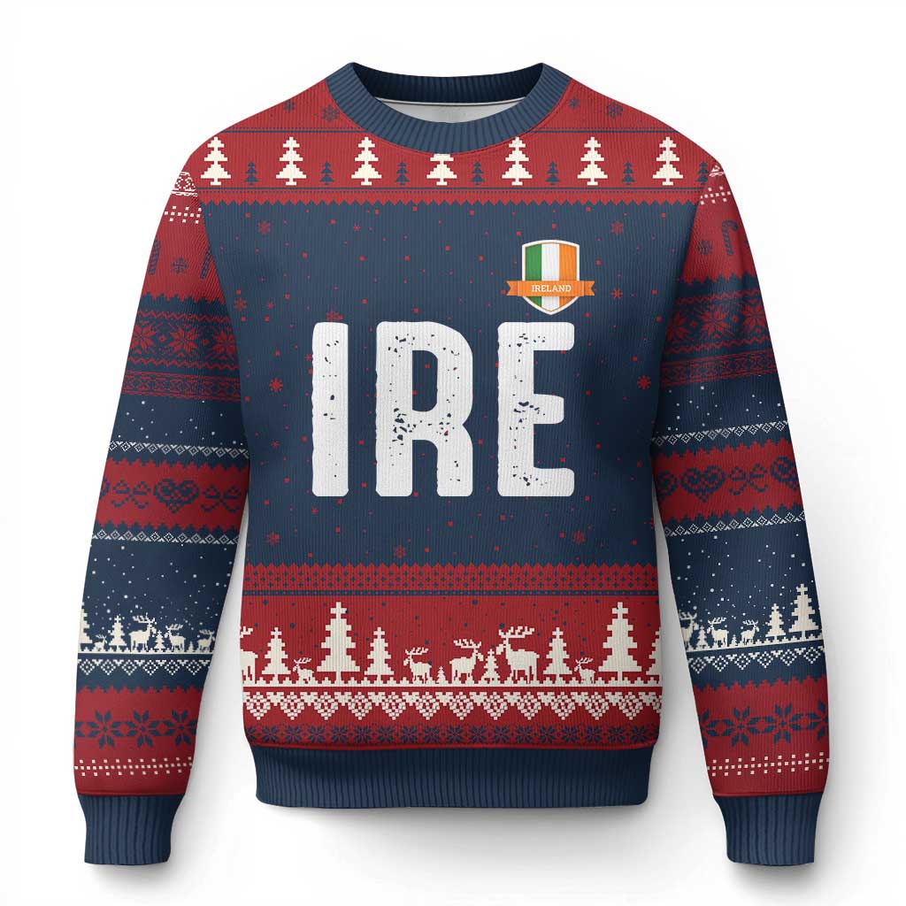 IRE Ireland Matching Group Ugly Christmas Sweater Irish Pride St Patricks Day Family or Friends TS02 Navy Red Print Your Wear