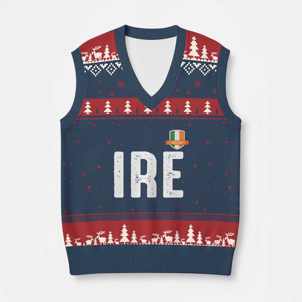 IRE Ireland Matching Group V-Neck Knit Sweater Vest Irish Pride St Patricks Day Family or Friends TS02 Navy Red Print Your Wear