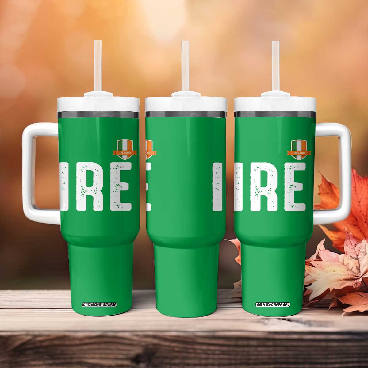 IRE Ireland Matching Group Tumbler With Handle Irish Pride St Patricks Day Family or Friends TS02 Print Your Wear