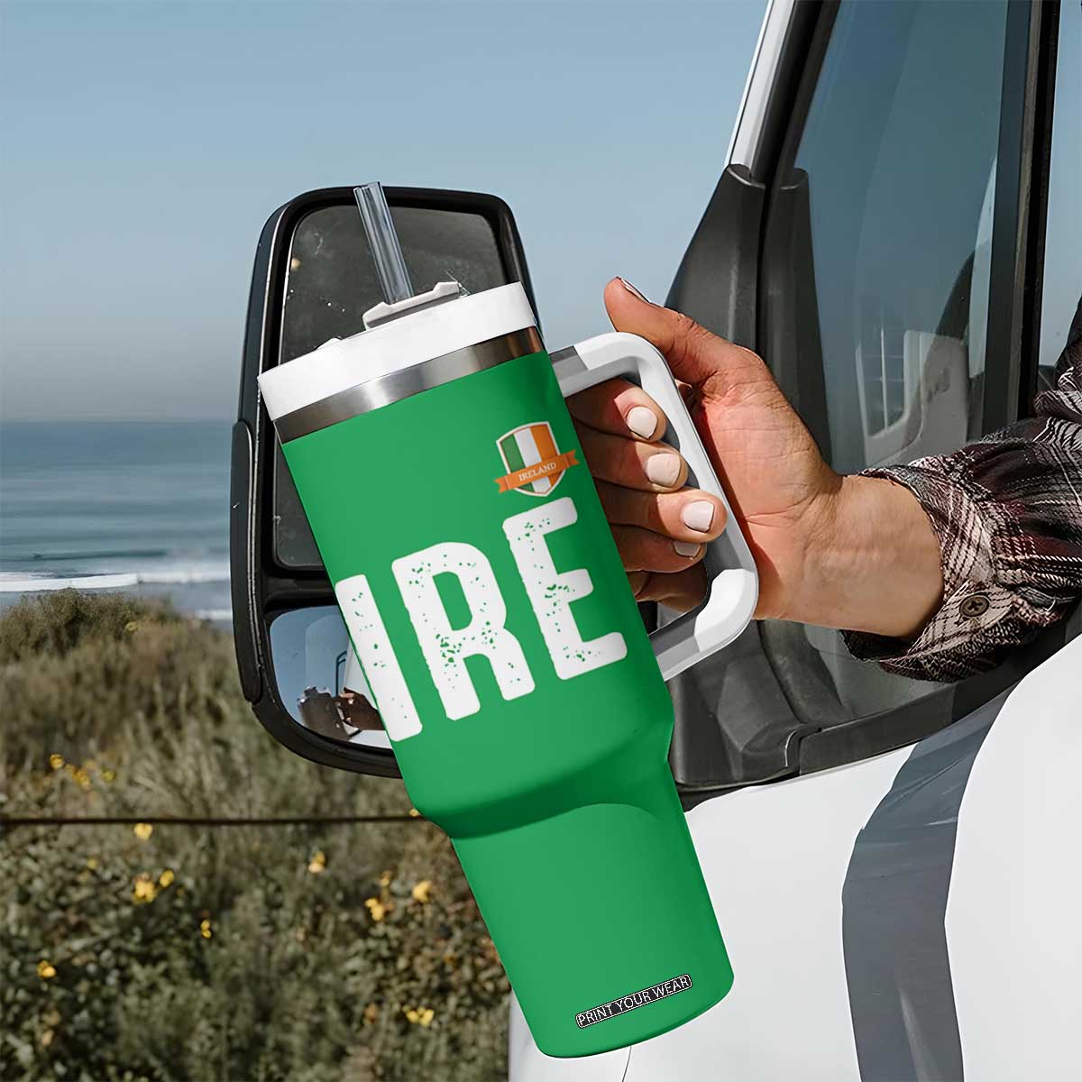IRE Ireland Matching Group Tumbler With Handle Irish Pride St Patricks Day Family or Friends TS02 Print Your Wear