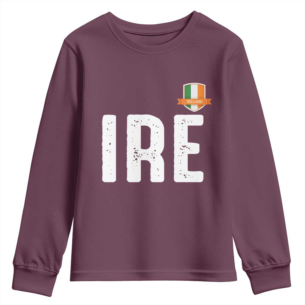 IRE Ireland Matching Group Youth Sweatshirt Irish Pride St Patricks Day Family or Friends TS02 Maroon Print Your Wear