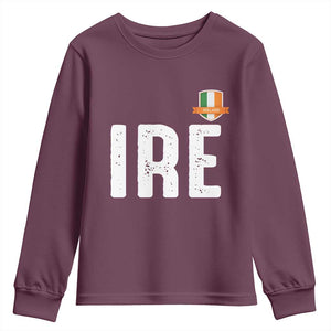 IRE Ireland Matching Group Youth Sweatshirt Irish Pride St Patricks Day Family or Friends TS02 Maroon Print Your Wear