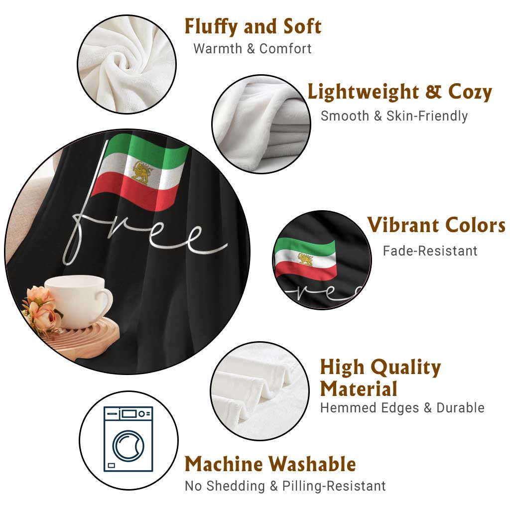 Free Iran Persian Flag Throw Blanket Iranian Freedom Supporters Revolution TS02 Print Your Wear