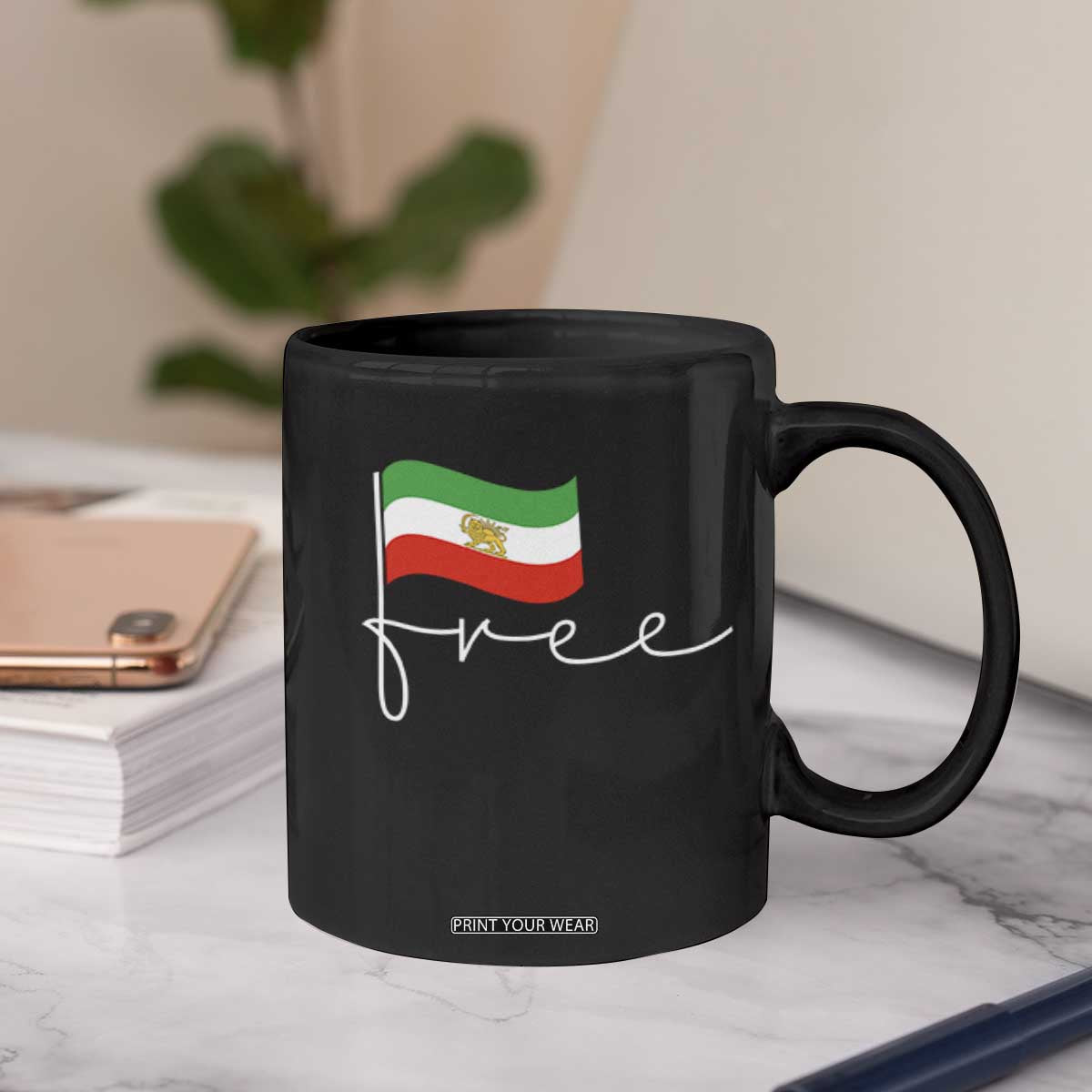 Free Iran Persian Flag Coffee Mug Iranian Freedom Supporters Revolution TS02 Print Your Wear