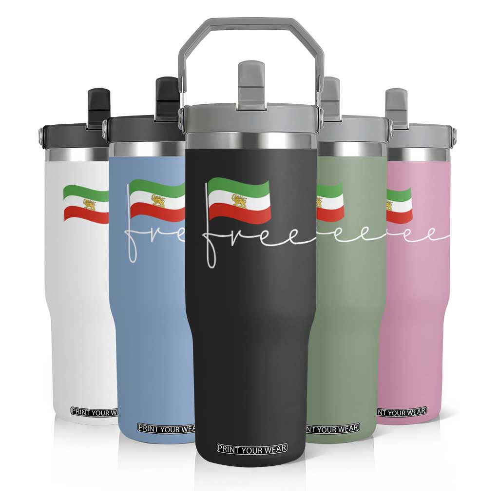 Free Iran Persian Flag Flip Straw Tumbler Iranian Freedom Supporters Revolution TS02 Print Your Wear