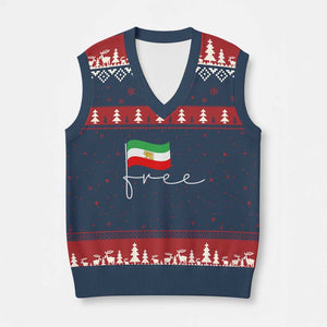 Free Iran Persian Flag V-Neck Knit Sweater Vest Iranian Freedom Supporters Revolution TS02 Navy Red Print Your Wear