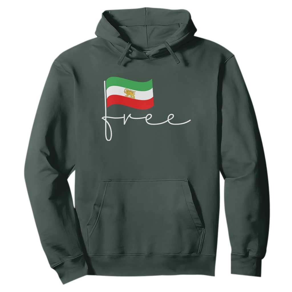 Free Iran Persian Flag Hoodie Iranian Freedom Supporters Revolution TS02 Dark Forest Green Print Your Wear