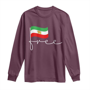 Free Iran Persian Flag Long Sleeve Shirt Iranian Freedom Supporters Revolution TS02 Maroon Print Your Wear