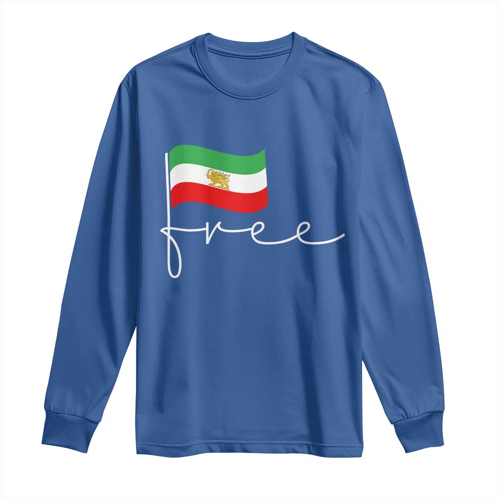 Free Iran Persian Flag Long Sleeve Shirt Iranian Freedom Supporters Revolution TS02 Royal Blue Print Your Wear