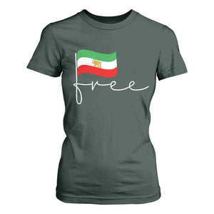 Free Iran Persian Flag T Shirt For Women Iranian Freedom Supporters Revolution TS02 Dark Forest Green Print Your Wear