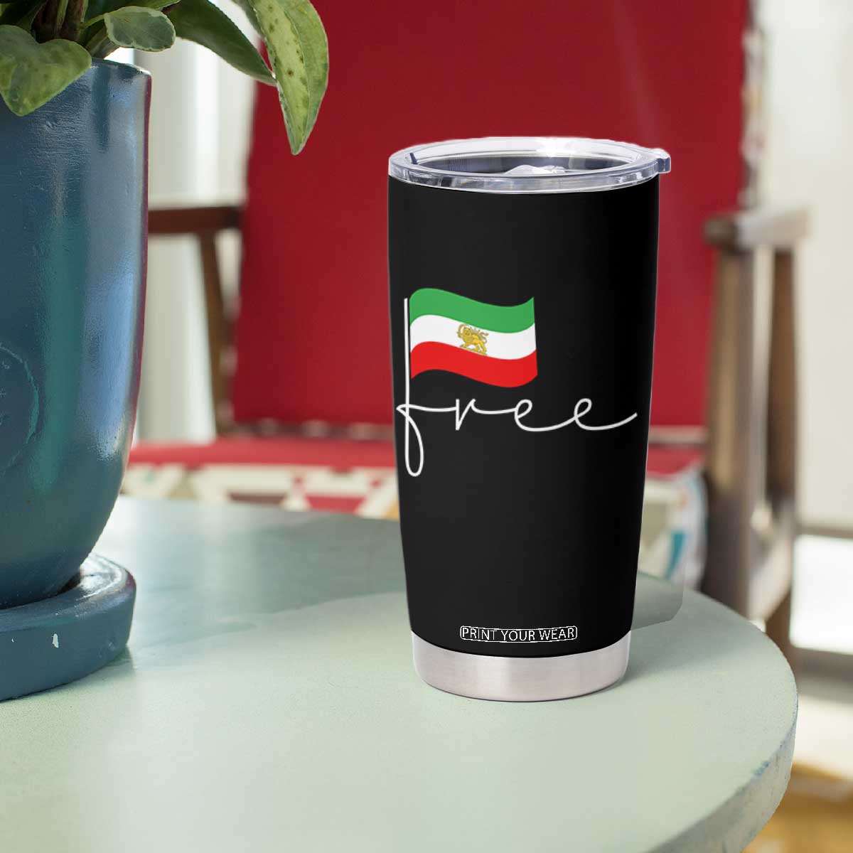 Free Iran Persian Flag Tumbler Cup Iranian Freedom Supporters Revolution TS02 Print Your Wear
