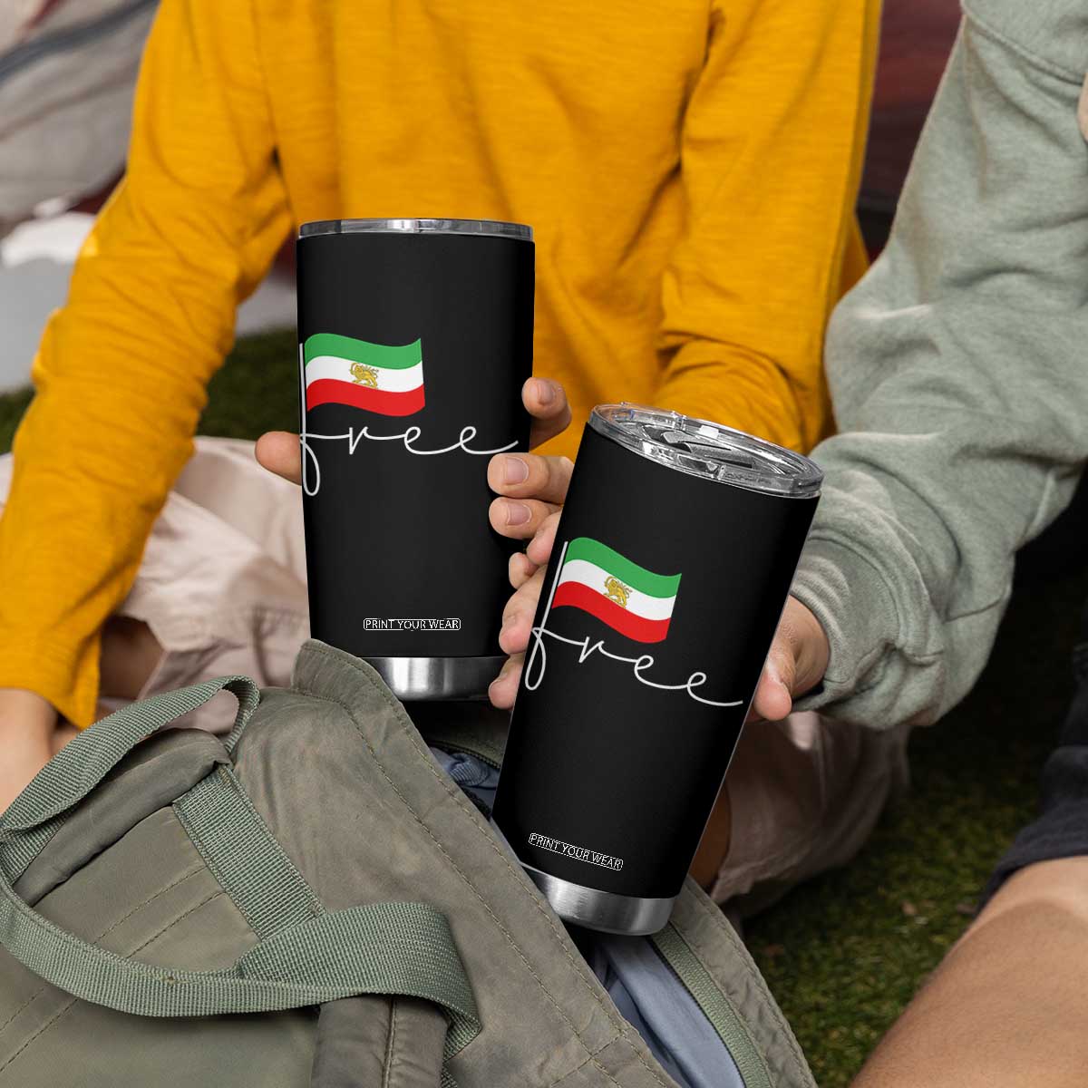 Free Iran Persian Flag Tumbler Cup Iranian Freedom Supporters Revolution TS02 Print Your Wear