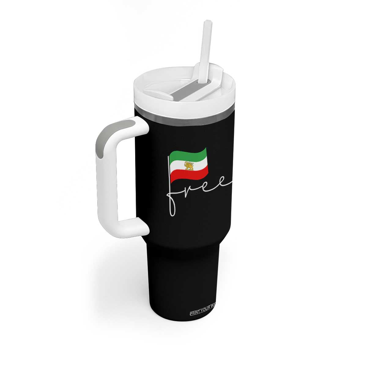 Free Iran Persian Flag Tumbler With Handle Iranian Freedom Supporters Revolution TS02 Print Your Wear
