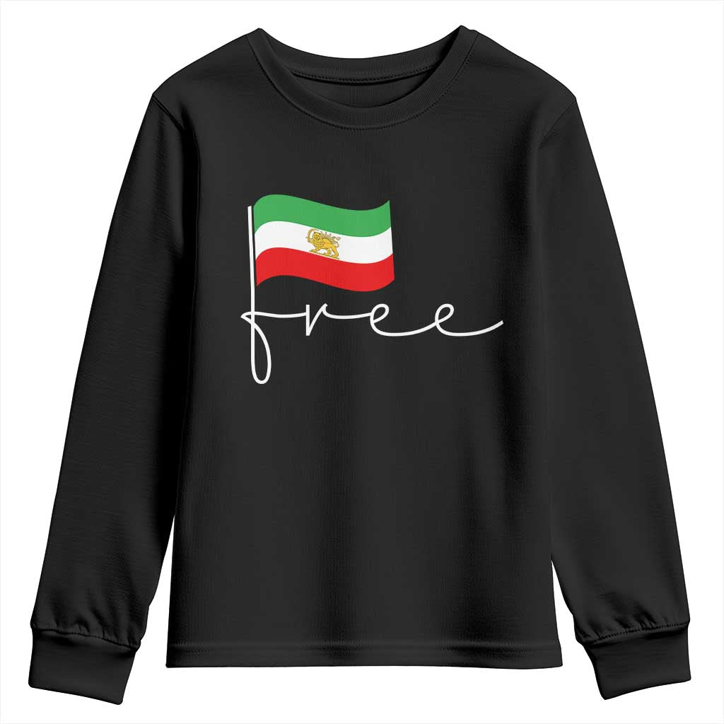 Free Iran Persian Flag Youth Sweatshirt Iranian Freedom Supporters Revolution TS02 Black Print Your Wear