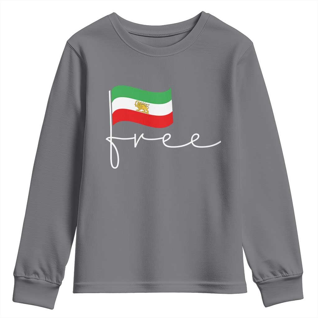 Free Iran Persian Flag Youth Sweatshirt Iranian Freedom Supporters Revolution TS02 Charcoal Print Your Wear