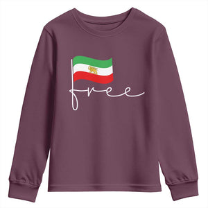 Free Iran Persian Flag Youth Sweatshirt Iranian Freedom Supporters Revolution TS02 Maroon Print Your Wear