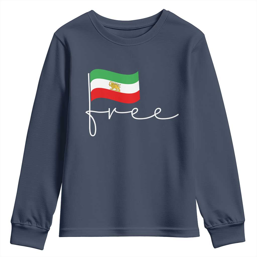 Free Iran Persian Flag Youth Sweatshirt Iranian Freedom Supporters Revolution TS02 Navy Print Your Wear