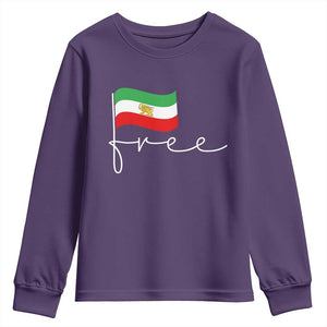 Free Iran Persian Flag Youth Sweatshirt Iranian Freedom Supporters Revolution TS02 Purple Print Your Wear