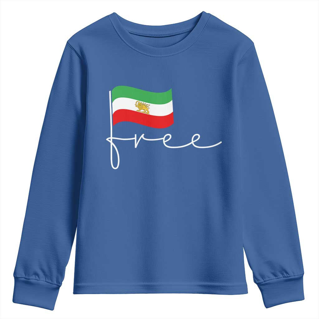 Free Iran Persian Flag Youth Sweatshirt Iranian Freedom Supporters Revolution TS02 Royal Blue Print Your Wear