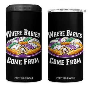 Funny Mardi Gras King Cake 4 in 1 Can Cooler Tumbler Where Babies Come From Louisiana Humor TS02 One Size: 16 oz Black Print Your Wear