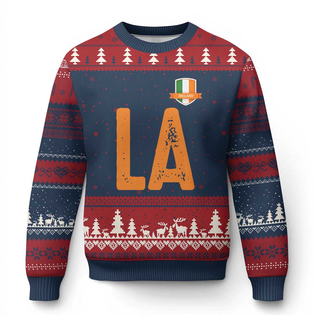 ND Ireland Matching Group Ugly Christmas Sweater Irish Pride St Patricks Day Family or Friends TS02 Navy Red Print Your Wear