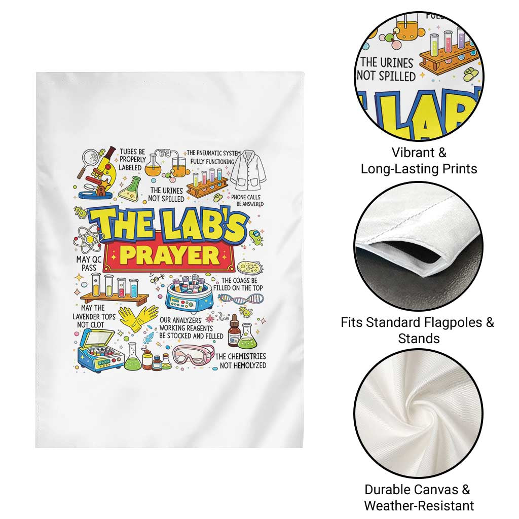 The Lab’s Prayer Funny Lab Week 2026 Garden Flag Medical Laboratory Scientist Humor Gift for Lab Techs TS02 Print Your Wear