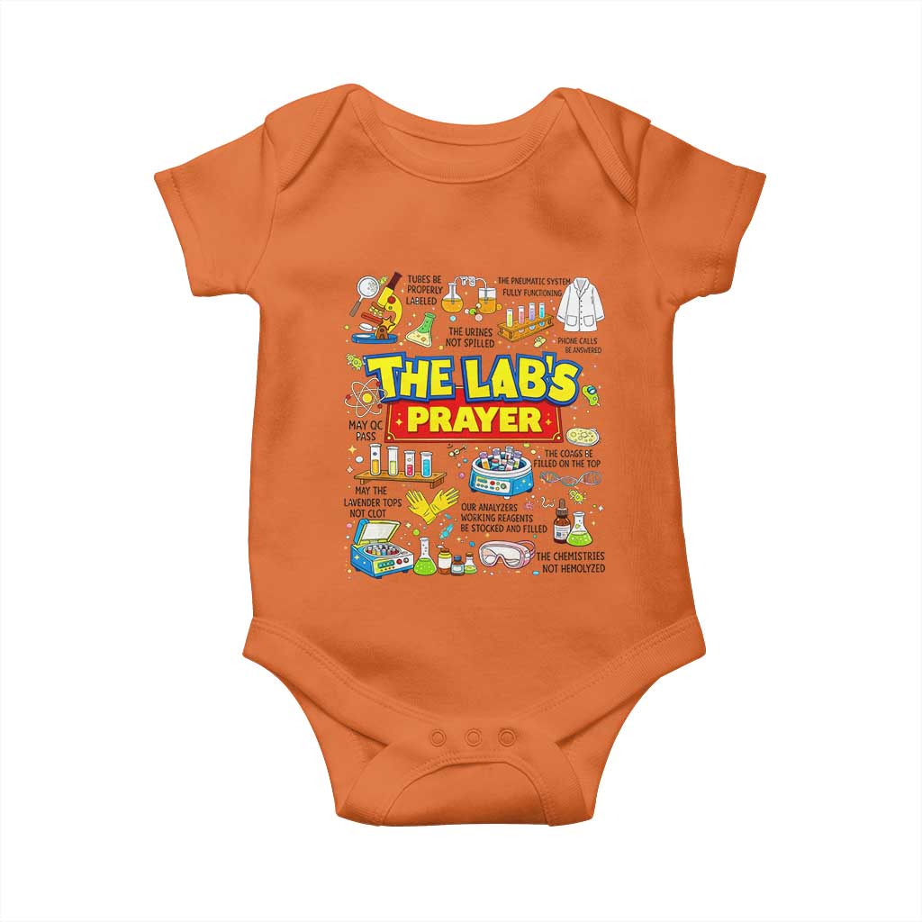 The Lab’s Prayer Funny Lab Week 2026 Baby Onesie Medical Laboratory Scientist Humor Gift for Lab Techs TS02 Orange Print Your Wear