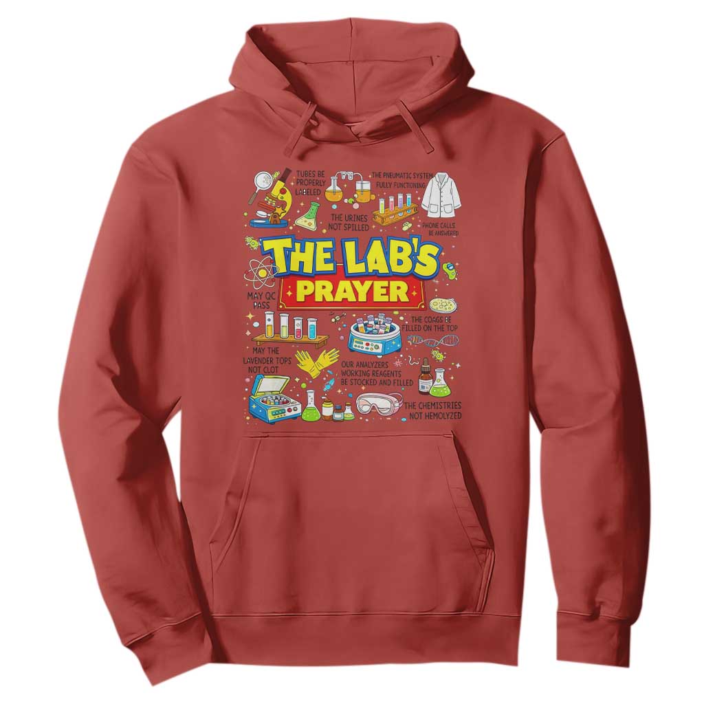 The Lab’s Prayer Funny Lab Week 2026 Hoodie Medical Laboratory Scientist Humor Gift for Lab Techs TS02 Red Print Your Wear