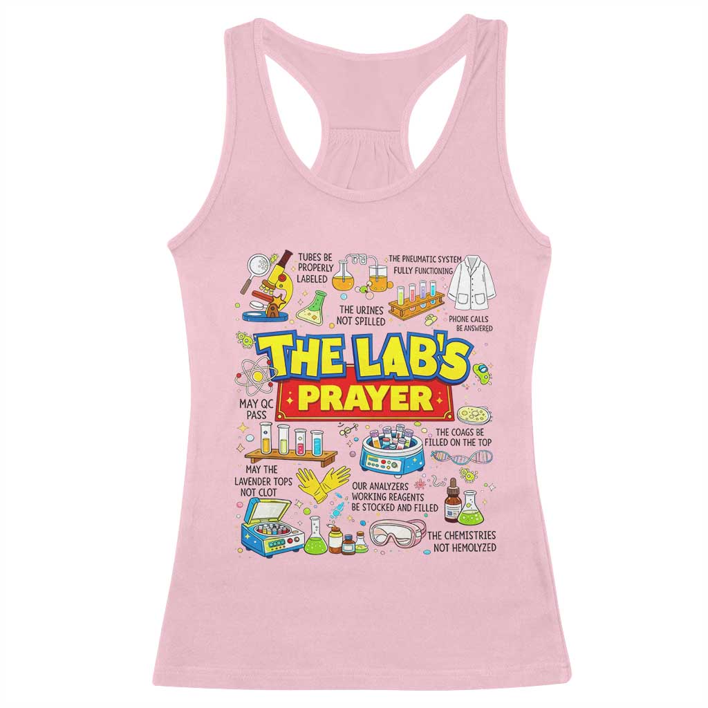 The Lab’s Prayer Funny Lab Week 2026 Racerback Tank Top Medical Laboratory Scientist Humor Gift for Lab Techs TS02 Light Pink Print Your Wear