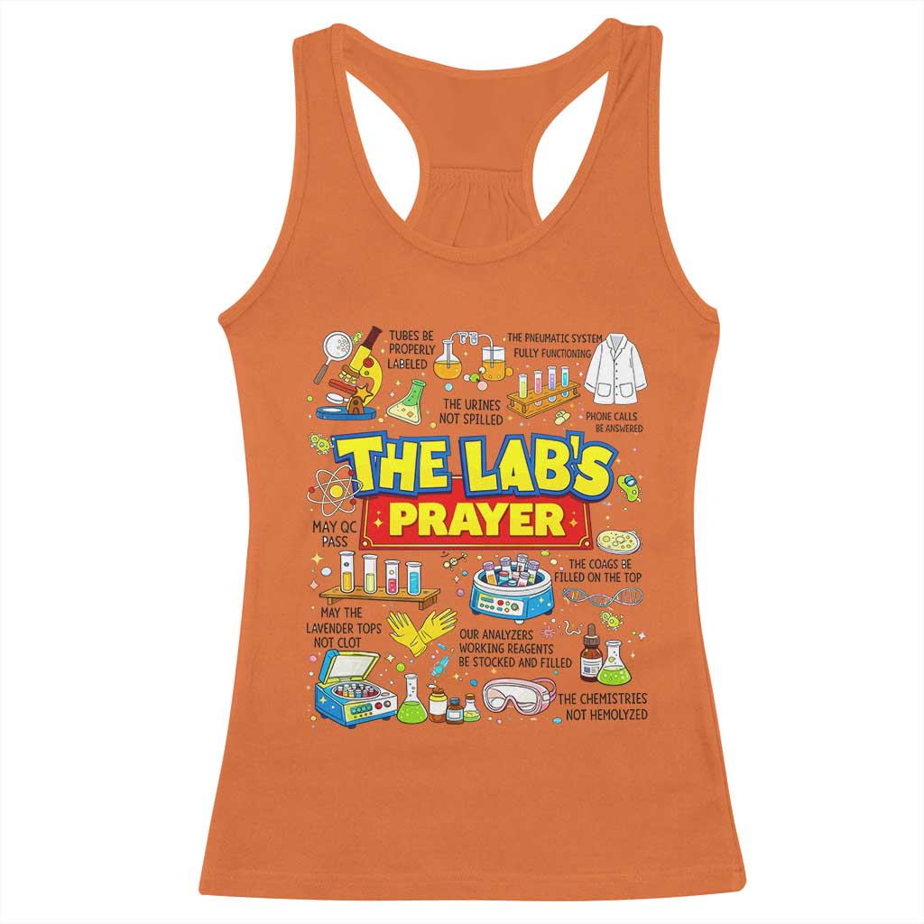 The Lab’s Prayer Funny Lab Week 2026 Racerback Tank Top Medical Laboratory Scientist Humor Gift for Lab Techs TS02 Orange Print Your Wear