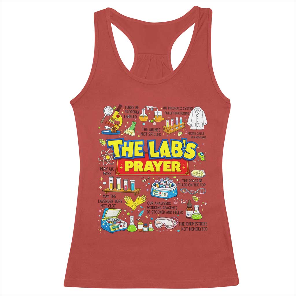 The Lab’s Prayer Funny Lab Week 2026 Racerback Tank Top Medical Laboratory Scientist Humor Gift for Lab Techs TS02 Red Print Your Wear