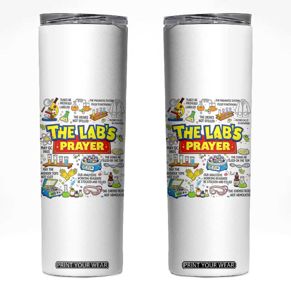 The Lab’s Prayer Funny Lab Week 2026 Skinny Tumbler Medical Laboratory Scientist Humor Gift for Lab Techs TS02 White Print Your Wear