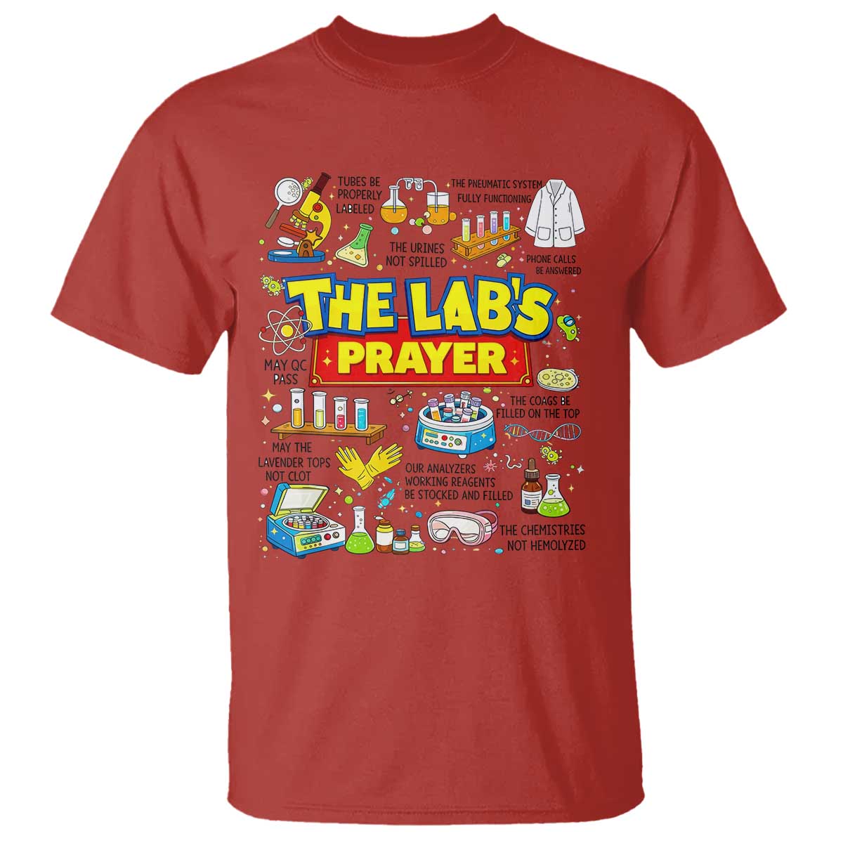 The Lab’s Prayer Funny Lab Week 2026 T Shirt Medical Laboratory Scientist Humor Gift for Lab Techs TS02 Red Print Your Wear