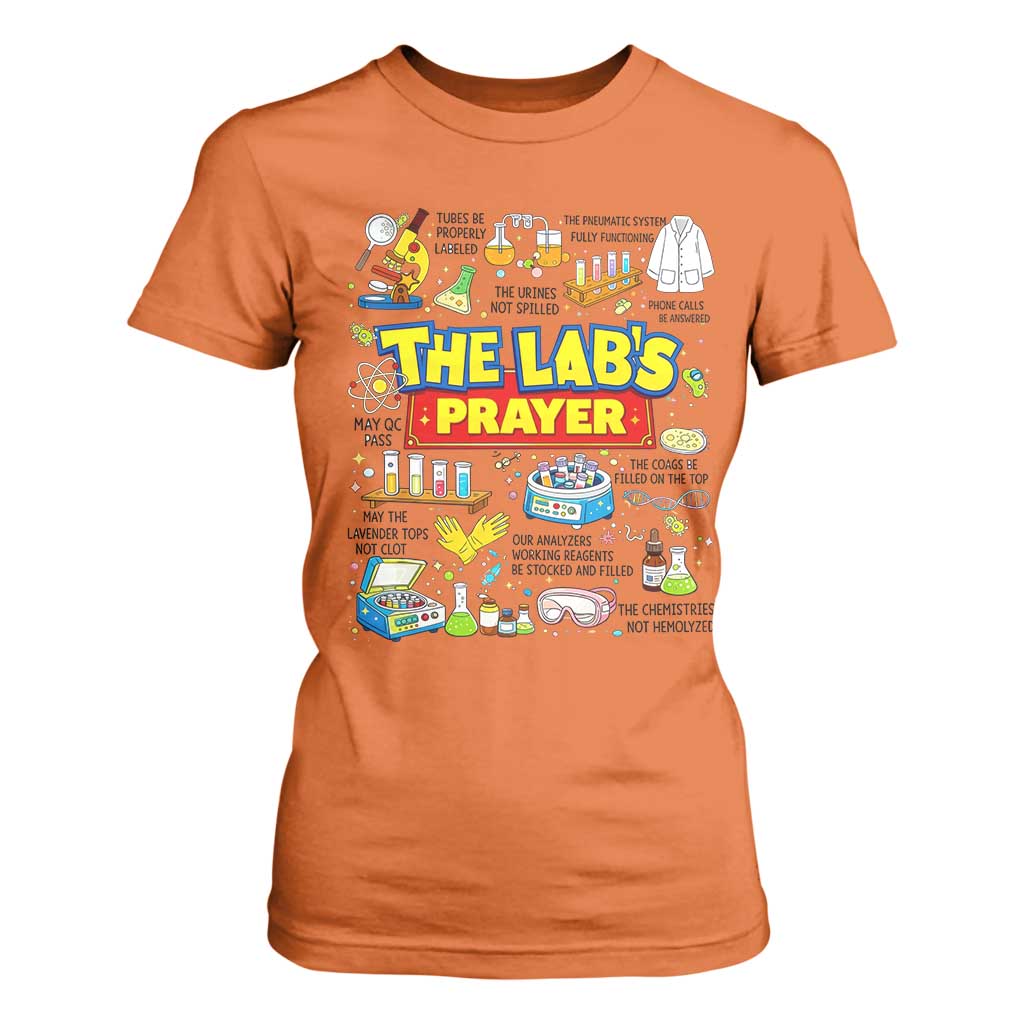 The Lab’s Prayer Funny Lab Week 2026 T Shirt For Women Medical Laboratory Scientist Humor Gift for Lab Techs TS02 Orange Print Your Wear