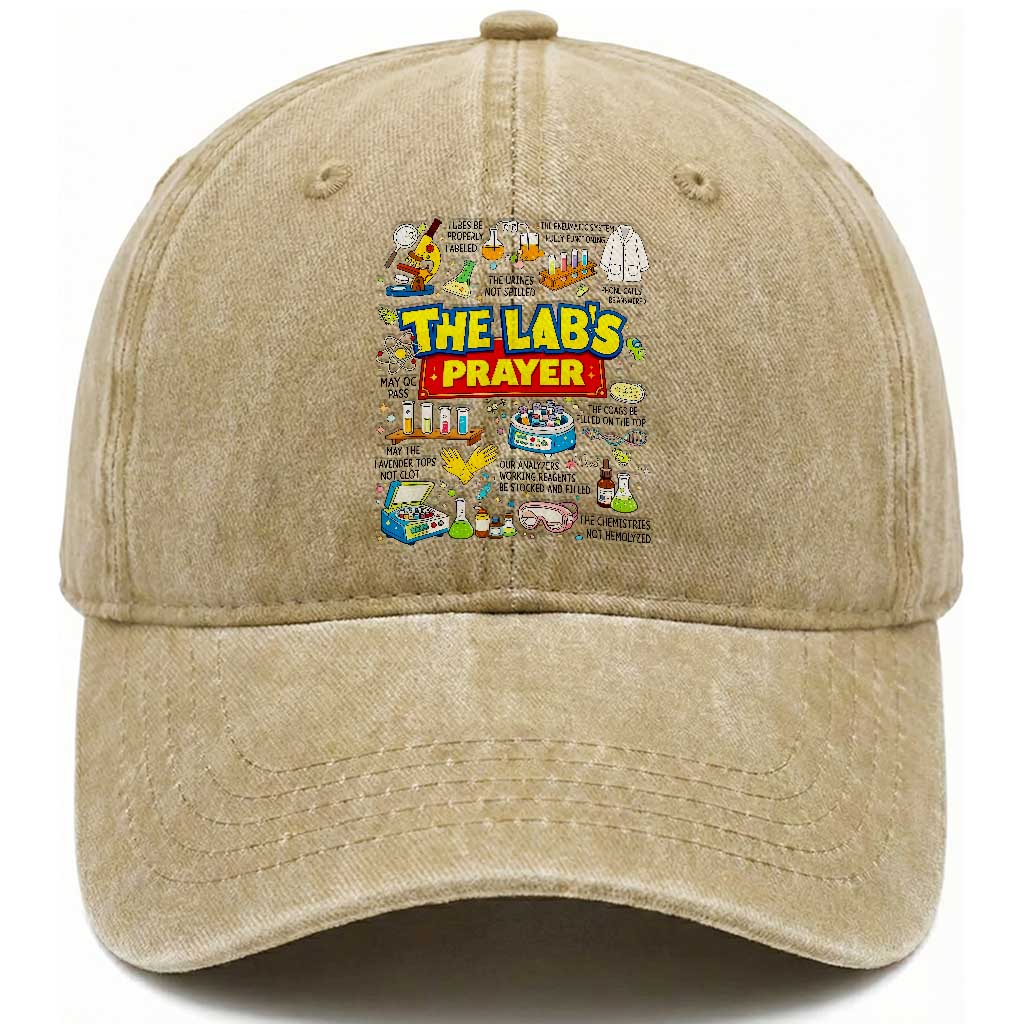 The Lab’s Prayer Funny Lab Week 2026 Washed Cotton Baseball Cap Medical Laboratory Scientist Humor Gift for Lab Techs