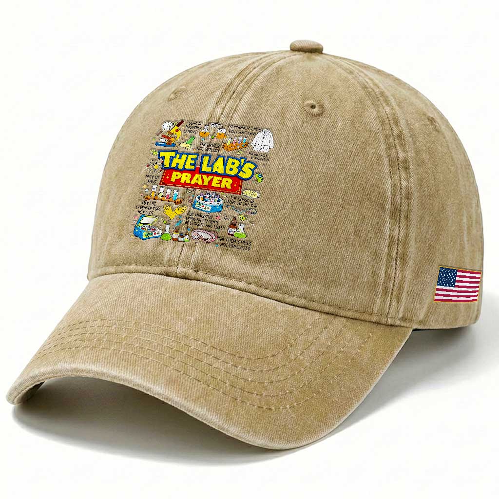 The Lab’s Prayer Funny Lab Week 2026 Washed Cotton Baseball Cap Medical Laboratory Scientist Humor Gift for Lab Techs