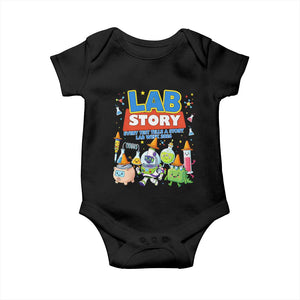 Lab Story Every Test Tells a Story Lab Week 2026 Baby Onesie Science Characters Lab Techs Medical Laboratory TS02 Black Print Your Wear