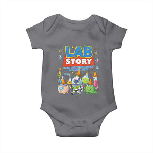Lab Story Every Test Tells a Story Lab Week 2026 Baby Onesie Science Characters Lab Techs Medical Laboratory TS02 Charcoal Print Your Wear