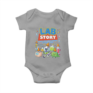 Lab Story Every Test Tells a Story Lab Week 2026 Baby Onesie Science Characters Lab Techs Medical Laboratory TS02 Sport Gray Print Your Wear