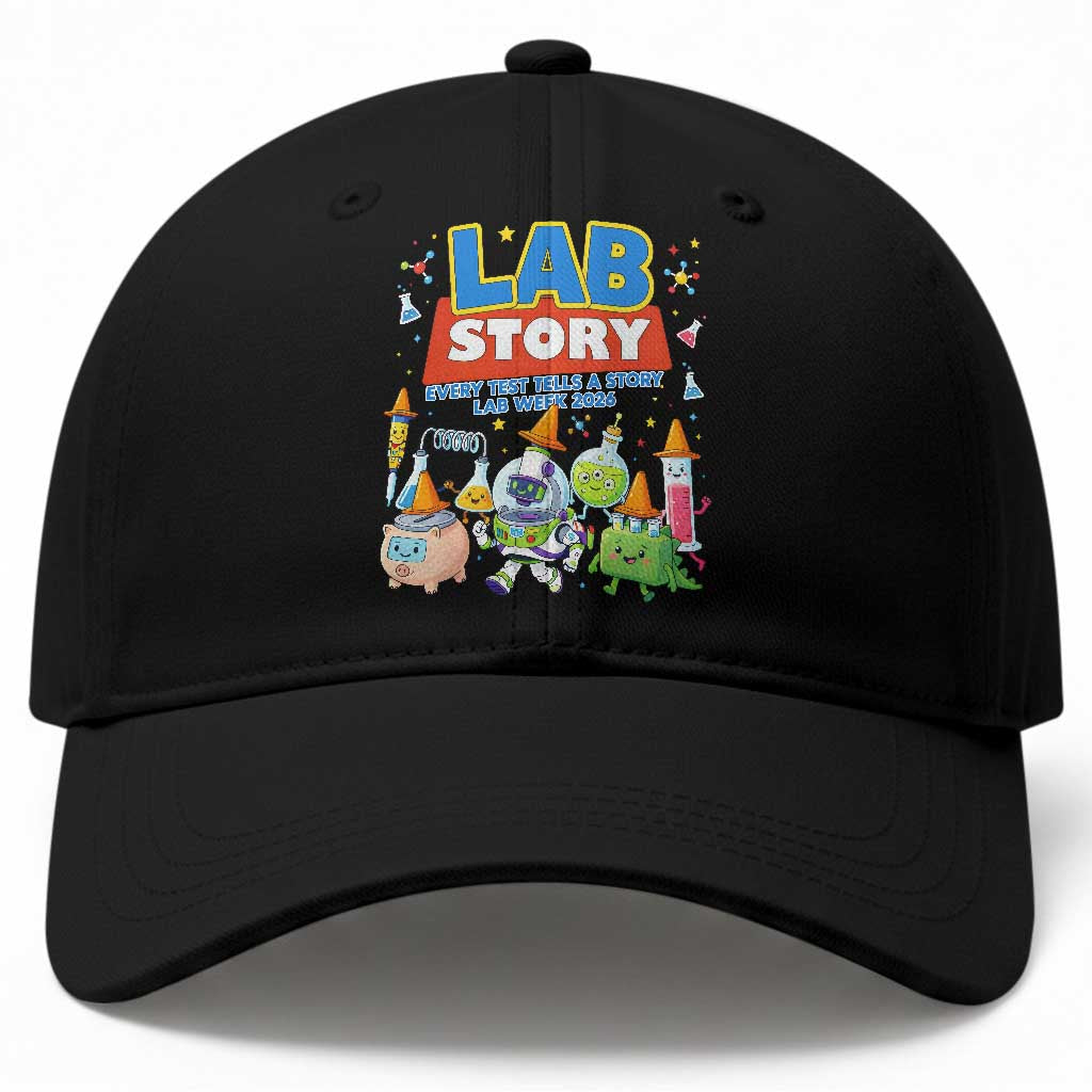 Lab Story Every Test Tells a Story Lab Week 2026 Baseball Cap Science Characters Lab Techs Medical Laboratory