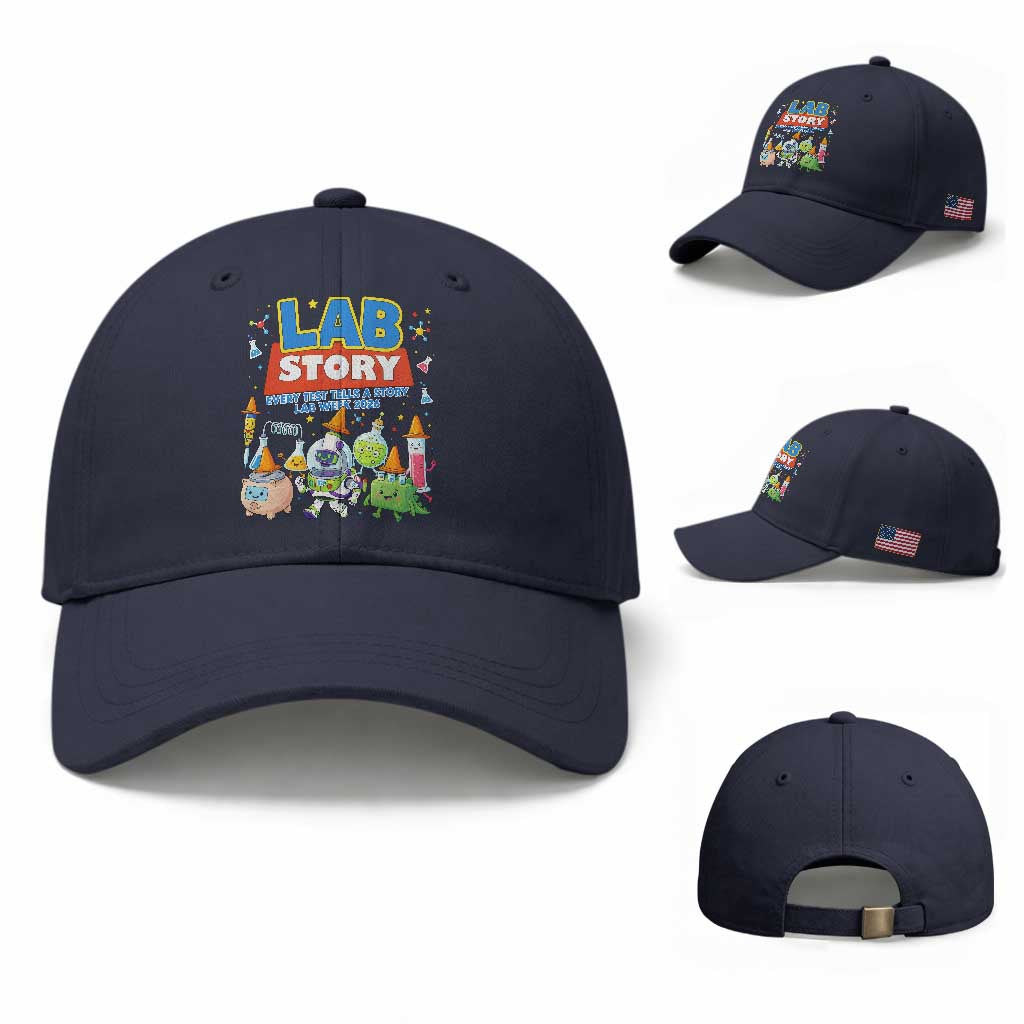 Lab Story Every Test Tells a Story Lab Week 2026 Baseball Cap Science Characters Lab Techs Medical Laboratory