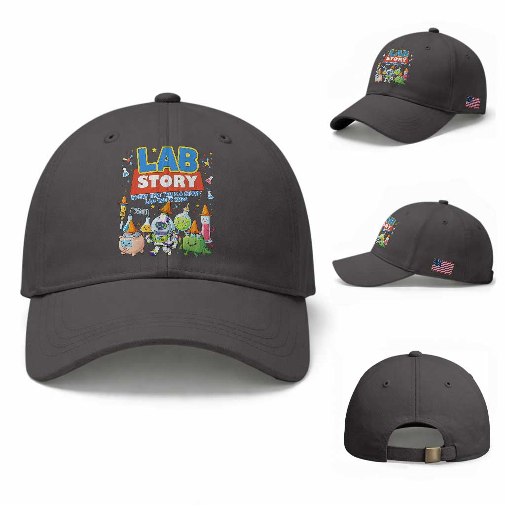Lab Story Every Test Tells a Story Lab Week 2026 Baseball Cap Science Characters Lab Techs Medical Laboratory