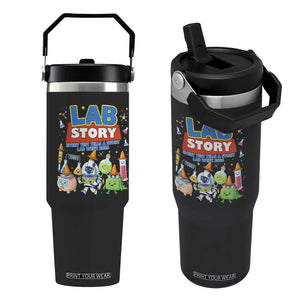 Lab Story Every Test Tells a Story Lab Week 2026 Flip Straw Tumbler Science Characters Lab Techs Medical Laboratory TS02 One Size: 30 oz Black Print Your Wear