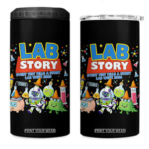 Lab Story Every Test Tells a Story Lab Week 2026 4 in 1 Can Cooler Tumbler Science Characters Lab Techs Medical Laboratory TS02 One Size: 16 oz Black Print Your Wear