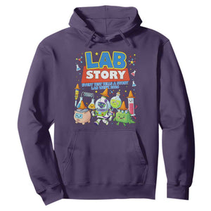 Lab Story Every Test Tells a Story Lab Week 2026 Hoodie Science Characters Lab Techs Medical Laboratory TS02 Purple Print Your Wear