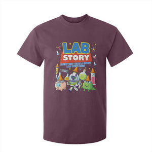 Lab Story Every Test Tells a Story Lab Week 2026 T Shirt For Kid - Science Characters Lab Techs Medical Laboratory TS02 Maroon Print Your Wear