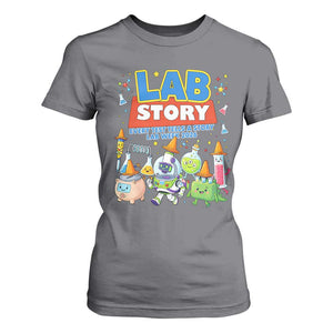 Lab Story Every Test Tells a Story Lab Week 2026 T Shirt For Women Science Characters Lab Techs Medical Laboratory TS02 Charcoal Print Your Wear