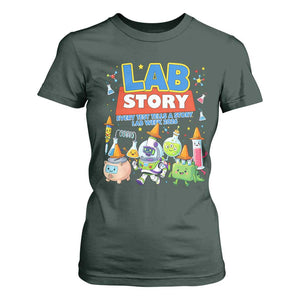 Lab Story Every Test Tells a Story Lab Week 2026 T Shirt For Women Science Characters Lab Techs Medical Laboratory TS02 Dark Forest Green Print Your Wear