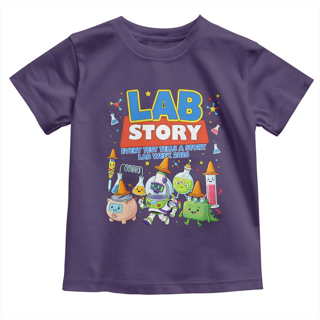 Lab Story Every Test Tells a Story Lab Week 2026 Toddler T Shirt Science Characters Lab Techs Medical Laboratory TS02 Purple Print Your Wear